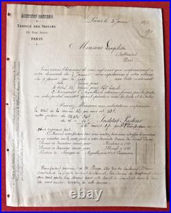 Fz103-institut Pasteur -vaccin Boufs Lettre Service Des Vaccins -1889