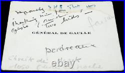 GENERAL DE GAULLE Carte de visite avec annotation manuscrite à Pierre Miquel GENERAL DE GAULLE Carte de visite avec annotation manuscrite à Pierre Miquel