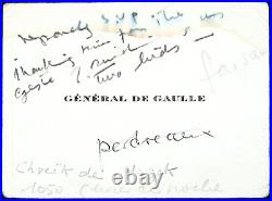 GENERAL DE GAULLE Carte de visite avec annotation manuscrite à Pierre Miquel GENERAL DE GAULLE Carte de visite avec annotation manuscrite à Pierre Miquel