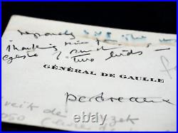 GENERAL DE GAULLE Carte de visite avec annotation manuscrite à Pierre Miquel GENERAL DE GAULLE Carte de visite avec annotation manuscrite à Pierre Miquel