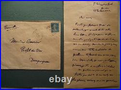 G. CLEMENCEAU Rare lettre autographe du 21 juillet 1922 avec son enveloppe
