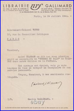 Gaston GALLIMARD Lettre autographe signée Tolstoï Bibliothèque Pléiade