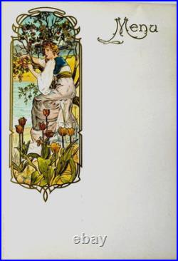 Gaston Gérard peintre Les 4 saisons 4 menus de style Art Nouveau (vers 1900)