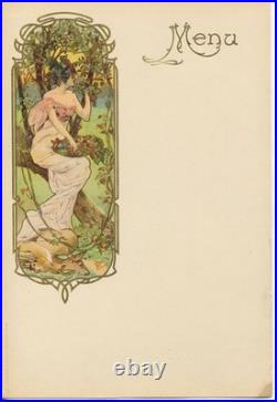 Gaston Gérard peintre Les 4 saisons 4 menus de style Art Nouveau (vers 1900)