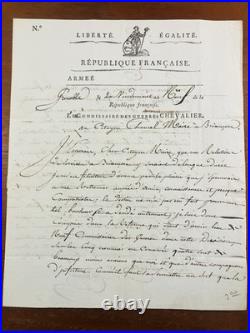 Général Jacques François Chevalier 1800 Rare Autographe Briançon Chancel Isère