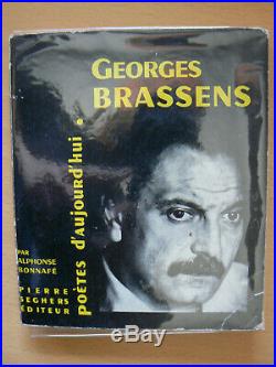 Georges BRASSENS Autographe sur LIVRE POETES D AUJOURDHUI