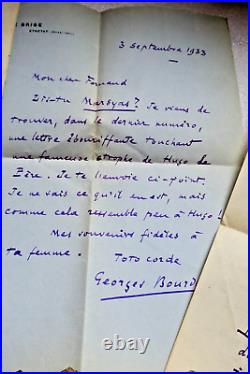 Georges Bourdon lettres autographes manuscrites à Fernand Gregh