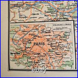 Grande carte scolaire Vidal-Lablache Bassin de Paris Région du Nord Années 50