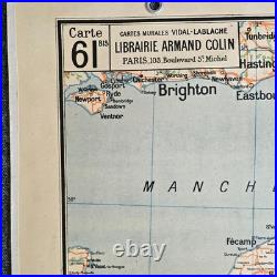 Grande carte scolaire Vidal-Lablache Bassin de Paris Région du Nord Années 50