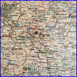 Grande carte scolaire Vidal-Lablache Bassin de Paris Région du Nord Années 50
