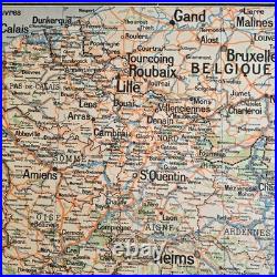 Grande carte scolaire Vidal-Lablache Bassin de Paris Région du Nord Années 50