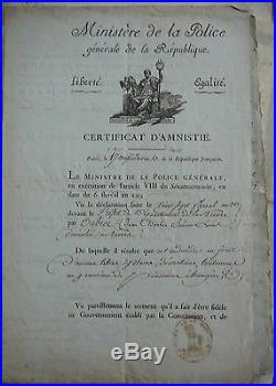 Guerre de Vendée. Dubroc de segange. Chouan de Vendée. Dossier Signé LOUIS. 1815