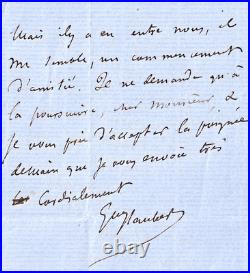 Gustave FLAUBERT chaleureuse et belle lettre autographe signée. 1867