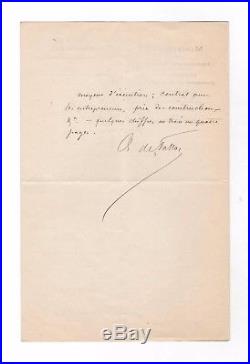 Guy De Maupassant / Note Autographe Signée (1879) / Ministère De L'instruction