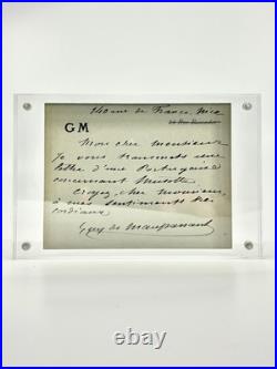 Guy de MAUPASSANT Carte lettre autographe signée Très belle signature