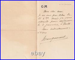 Guy de MAUPASSANT Lettre autographe signée Nouvelle année 1884 1889