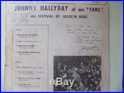 HALLYDAY VINYLE BLANC (Picture Disc) + Dédicace 1961 sur Pochette 33T 25 cm VIDE