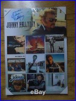 HALLYDAY autographe Johnny HALLYDAY dedicace Tableau 9 Covers Très Bon Etat