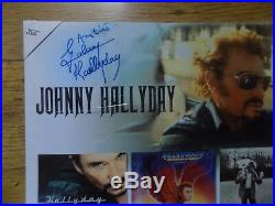 HALLYDAY autographe Johnny HALLYDAY dedicace Tableau 9 Covers Très Bon Etat
