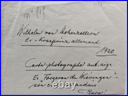 HOHENZOLLERN (Wilhelm von) ex Kronprinz carte photo dédicacée et signée au verso