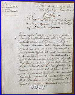 HOPITAUX MILITAIRES. BEURNONVILLE (ministre de la Guerre) lettre 4pp signée 1793