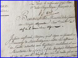 HOPITAUX MILITAIRES. BEURNONVILLE (ministre de la Guerre) lettre 4pp signée 1793