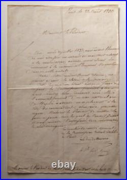 H. MARET, duc de Bassano. LETTRE SUR UNE STATUE DE NAPOLEON, 1836, EMPIRE, CORSE