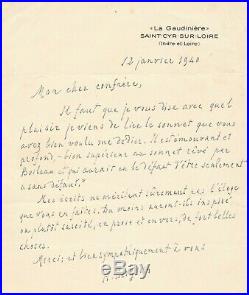 Henri BERGSON lettre autographe signée sonnet Boileau humour