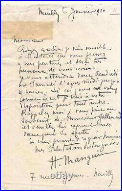 Henri MANGUIN au bon souvenir de M. Gallimard lettre autographe signée