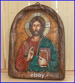 Icône religieuse faite à la main Jésus Christ Pantocrator