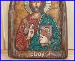 Icône religieuse faite à la main Jésus Christ Pantocrator