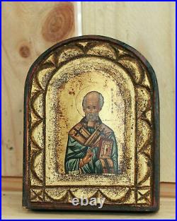 Icône religieuse grecque faite à la main Saint Nicolas