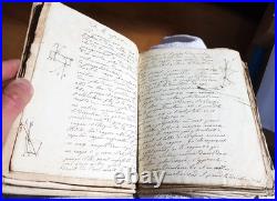 Important ensemble de manuscrits de physique-chimie XIXème, nombreux schémas