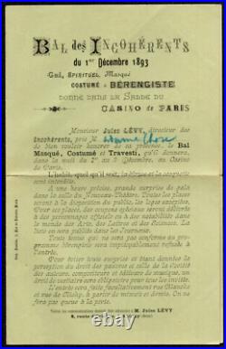 Invitation. Bal des Incohérents. 1893. Jules Lévy. Maurice Neumont