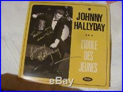 JOHNNY HALLYDAY Autographe Dédicace JOHNNY HALLYDAY 33 T. Signé Main HAND SIGNED