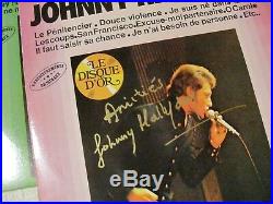 JOHNNY HALLYDAY Vinyle Signé Main Johnny Hallyday Lot 33 Tours dont 1 dédicacé