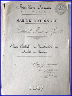 JUSTICE GUYANE BAGNE plan partiel du PENITENCIER DES ROCHES 1912