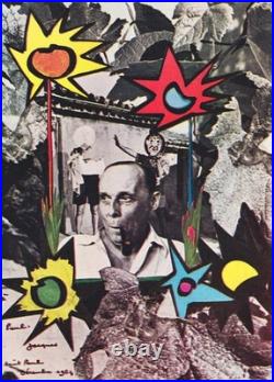 Jacques Prevert Belle carte de collage autographe signée 1965