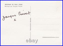 Jacques Prevert Belle carte de collage autographe signée 1965