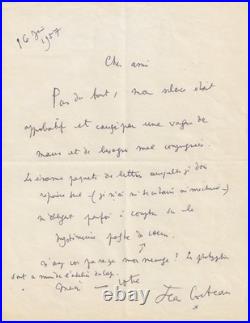 Jean COCTEAU Lettre autographe signée au photographe INGI 1957
