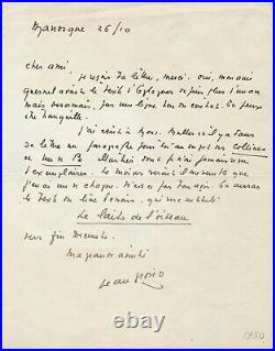 Jean GIONO à Eugène-Henri DULER lettre autographe signée Le Lait de loiseau