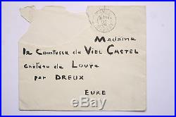 Jean-Louis Forain Lettre autographe signée Viel Castel Huysmans 1900