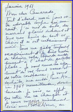 Jean Marais (1913-1998) Longue lettre autographe signée en 1961 4 pages