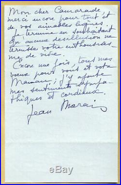 Jean Marais (1913-1998) Longue lettre autographe signée en 1961 4 pages