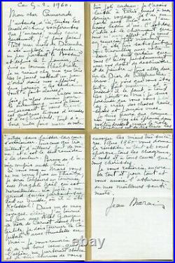 Jean Marais (1913-1998) Superbe lettre autographe signée en 1960 4 pages