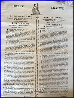 Joachim Murat. Proclamation Aux Refugies Napolitains Et Romains. 1801