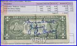 Johnny HALLYDAY Autographe sur DOLLAR obtenu, au départ, à LAS VEGAS, en 1996