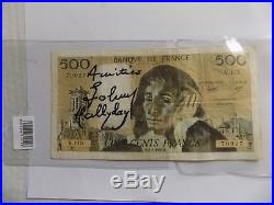 Johnny HALLYDAY autographe HALLYDAY dedicace Billet de Banque 500 francs 1996