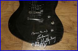 Johnny Hallyday Autographe Dedicace HALLYDAY sur Guitare LTD VIPER 100FM, Unique