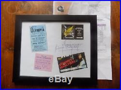 Johnny Hallyday Autographe avec Billets de Concert Johnny Hallyday Cadre 29 x 24